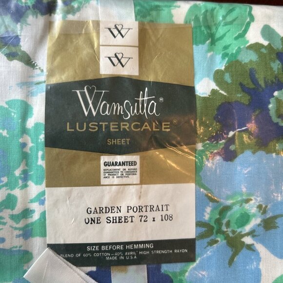 Vtg Wamsutta Lustercale White Garden Portrait 72"x108" Flat Bedsheet Package - Picture 4 of 4